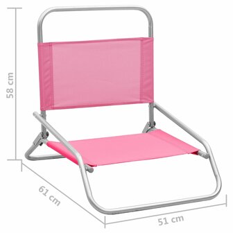 Strandstoelen 2 st inklapbaar stof roze 8
