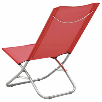 Strandstoelen 2 st inklapbaar stof rood 5