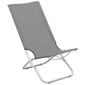 Strandstoelen 2 st inklapbaar stof grijs 2