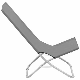 Strandstoelen 2 st inklapbaar stof grijs 4