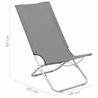 Strandstoelen 2 st inklapbaar stof grijs 8
