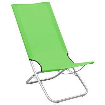 Strandstoelen 2 st inklapbaar stof groen 2