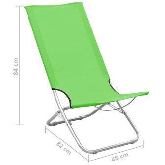 Strandstoelen 2 st inklapbaar stof groen 8
