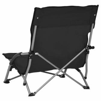 Strandstoelen 2 st inklapbaar stof zwart 5