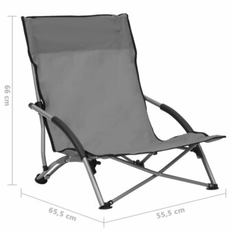 Strandstoelen 2 st inklapbaar stof grijs 8