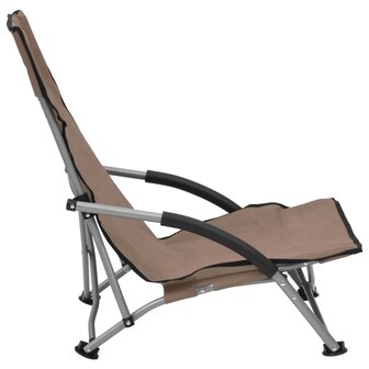 Strandstoelen 2 st inklapbaar stof taupe 4