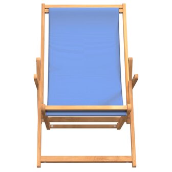 Strandstoel inklapbaar massief teakhout blauw 3