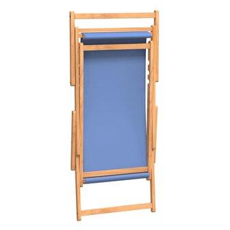 Strandstoel inklapbaar massief teakhout blauw 6