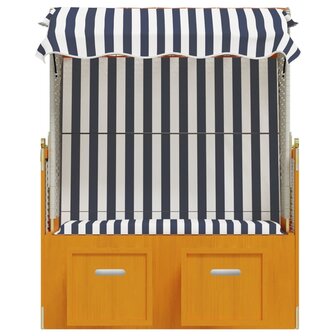 Strandstoel met luifel poly rattan en massief hout wit en blauw 5