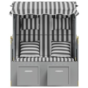 Strandstoel met kussens poly rattan en massief hout grijs wit 5