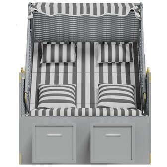 Strandstoel met kussens poly rattan en massief hout grijs wit 6