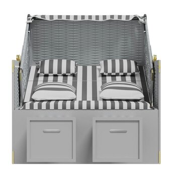 Strandstoel met kussens poly rattan en massief hout grijs wit 7