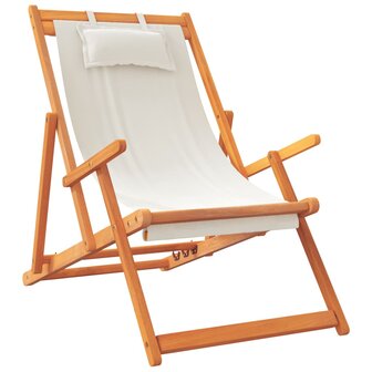 Strandstoelen 2 st inklapbaar stof cr&egrave;mekleurig 3