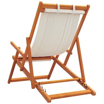 Strandstoelen 2 st inklapbaar stof cr&egrave;mekleurig 6