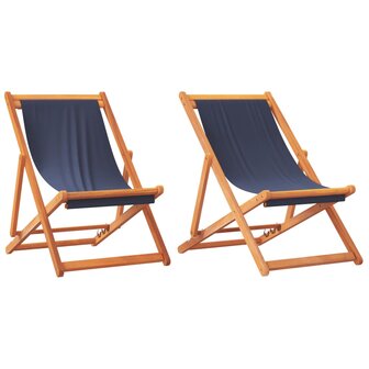 Strandstoelen 2 st inklapbaar stof blauw 2