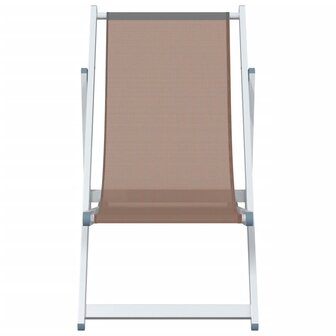 Strandstoelen inklapbaar 2 st aluminium en textileen bruin 4