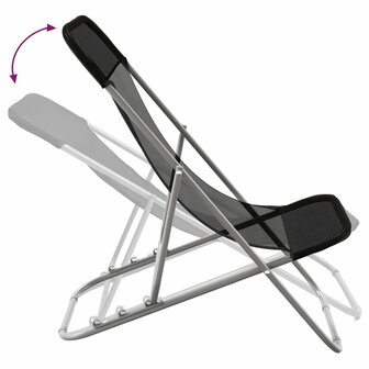 Strandstoelen 2 st textileen en gepoedercoat staal zwart 7
