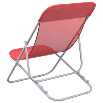 Strandstoelen 2 st textileen en gepoedercoat staal rood 6