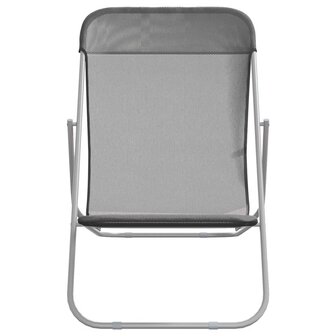 Strandstoelen 2 st textileen en gepoedercoat staal grijs 4