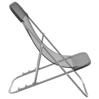 Strandstoelen 2 st textileen en gepoedercoat staal grijs 5