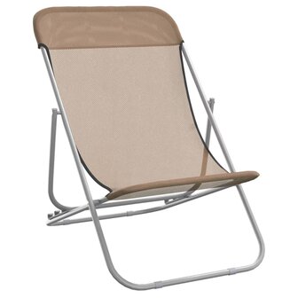 Strandstoelen 2 st textileen en gepoedercoat staal taupe 3