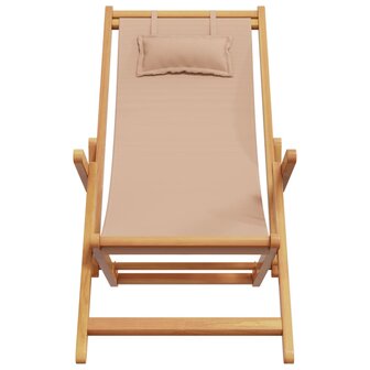 Strandstoel inklapbaar massief eucalyptushout en stof taupe 4