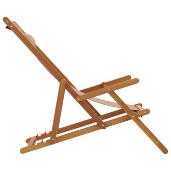 Strandstoel inklapbaar massief eucalyptushout en stof taupe 5