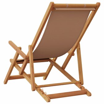 Strandstoel inklapbaar massief eucalyptushout en stof taupe 6