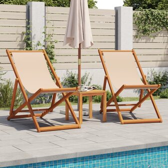 Strandstoel inklapbaar massief eucalyptushout en stof beige 3