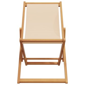 Strandstoel inklapbaar massief eucalyptushout en stof beige 4