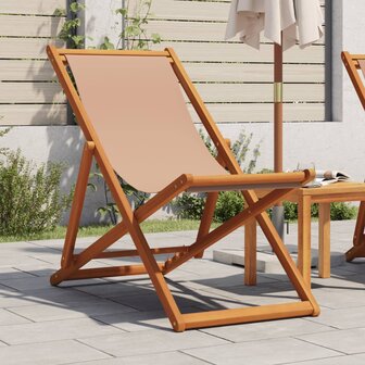 Strandstoel inklapbaar massief eucalyptushout en stof taupe 1