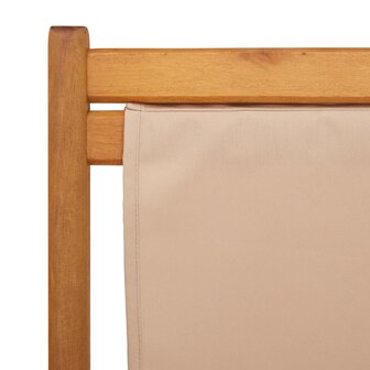 Strandstoel inklapbaar massief eucalyptushout en stof taupe 9