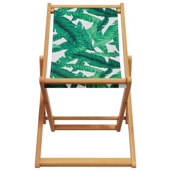 Strandstoel inklapbaar bladpatroon eucalyptushout en stof 4