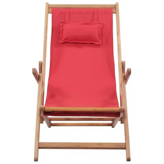Strandstoel inklapbaar stof en houten frame rood 2
