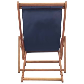 Strandstoel inklapbaar stof en houten frame blauw 4