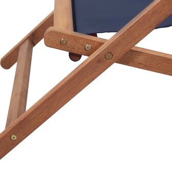 Strandstoel inklapbaar stof en houten frame blauw 9