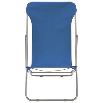 Strandstoelen inklapbaar 2 st staal en oxford stof blauw 3