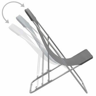Strandstoelen inklapbaar 2 st staal en oxford stof grijs 5