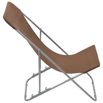 Strandstoelen inklapbaar 2 st staal en oxford stof bruin 4