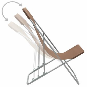 Strandstoelen inklapbaar 2 st staal en oxford stof bruin 5