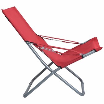 Strandstoelen 2 st inklapbaar stof rood 6