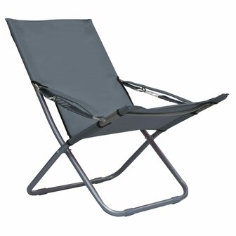 Strandstoelen 2 st inklapbaar stof grijs 3