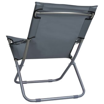 Strandstoelen 2 st inklapbaar stof grijs 5