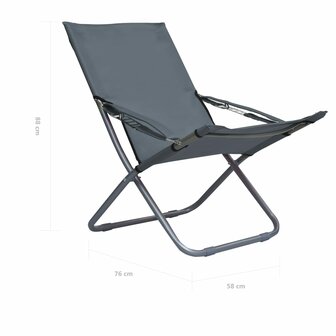 Strandstoelen 2 st inklapbaar stof grijs 8