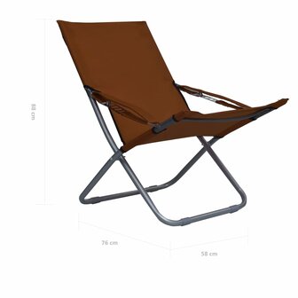 Strandstoelen 2 st inklapbaar stof bruin 8