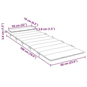 Ligbedkussen 180x60x3 cm oxford stof cr&egrave;mekleurig 9