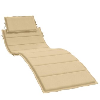 Ligbedkussen 186x58x3 cm stof gem&ecirc;leerd beige 2