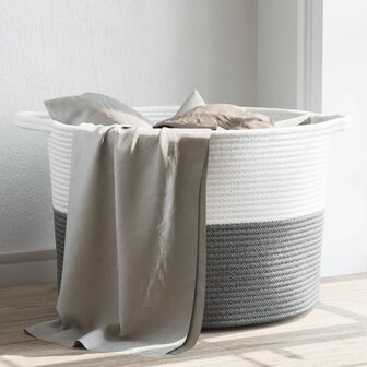 Wasmand &Oslash; 55x36 cm katoen grijs en wit 1