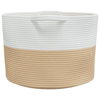 Wasmand &Oslash; 55x36 cm katoen beige en wit 5