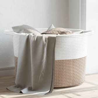 Wasmand &Oslash; 55x36 cm katoen bruin en wit 1